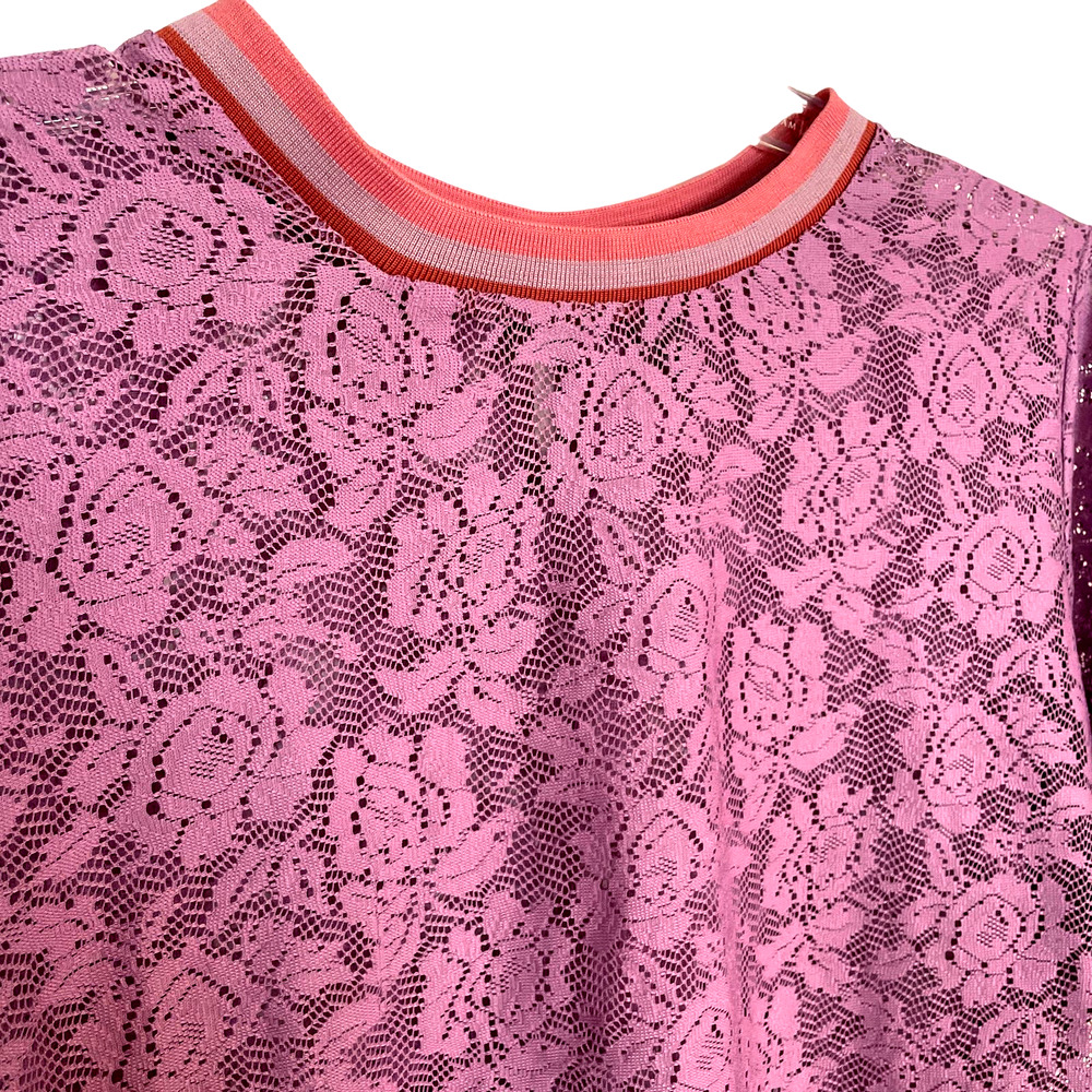 ASOS Maternity Lilac Lace Ruffle Sleeve Stripe Tipping T-Shirt Size 18 - Picture 7 of 13